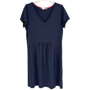 Boden Navy Blue Empire Waist Jersey Dress Womens Size 14R V-Neck Short Sleeve